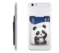 QGGHNISD Étui de téléphone motif drapeau feu d'artifice support adhésif pour carte d'identité et carte de crédit pour l'arrière de la plupart des smartphones, Panda mignon 2, Taille unique