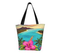 QGGHNISD Fish In Water Sac fourre-tout décontracté pour femme, sac à main en polyester de grande capacité, sac de courses de plage de voyage, Hello Hawaii, Taille unique