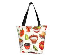 QGGHNISD Fish In Water Sac fourre-tout décontracté pour femme, sac à main en polyester de grande capacité, sac de courses de plage de voyage, Symboles mexicains de Salsa, Taille unique