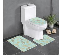 QGGHNISD Funny For Kangaroo Zoo Lot de 3 tapis de salle de bain en flanelle, antidérapant et absorbant, tapis de toilette doux et lavable en forme de U et couvercle