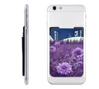 QGGHNISD Golf Resort Park Étui de téléphone avec support adhésif pour cartes d'identité et cartes de crédit pour l'arrière de la plupart des smartphones, Motif floral violet., Taille unique