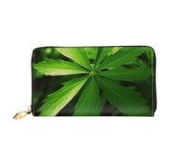 QGGHNISD Green Leaves Portefeuille long en cuir avec fermeture éclair et fentes pour cartes et espèces, Feuilles vertes., Taille unique