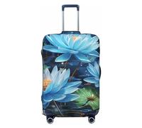 QGGHNISD Housse de protection pour bagages de pelouse et de jardin - Résistante aux rayures - Élastique - Convient aux valises de 45,7 à 81,3 cm, Libellule bleue et lotus, M