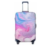 QGGHNISD Housse de protection pour bagages de voyage avec plage hawaïenne et palmiers - Résistante aux rayures - Élastique - Convient aux valises de 45,7 à 81,3 cm, Marbre coloré pastel rose, bleu