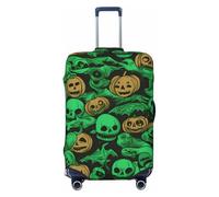 QGGHNISD Housse de protection pour bagages de voyage élastique résistante aux rayures pour valises de 45,7 à 81,3 cm, Green Ghost Horror Halloween Citrouille, M