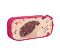 QGGHNISD Jolie trousse à crayons en forme de hérisson, grande capacité, double couche avec séparation, sac de papeterie à fermeture éclair, joli sac à cosmétiques imprimé pour l'école, le bureau, les