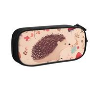 QGGHNISD Jolie trousse à crayons en forme de hérisson, grande capacité, double couche avec séparation, sac de papeterie à fermeture éclair, joli sac à cosmétiques imprimé pour l'école, le bureau, les