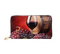 QGGHNISD Llama Animal Alpaga Tropical Cactus Portefeuille Femme Long Portefeuille en Cuir avec Fermeture Éclair, Fentes pour Cartes, Poche pour espèces, Pochette, Vin rouge raisin fruité, Taille