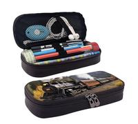 QGGHNISD Llama Trousse à crayons en cuir durable de grande capacité Motif alpaga cactus tropical Pour étudiant Papeterie Cosmétiques Petits articles, Train à vapeur, Taille unique, Trousse de beauté