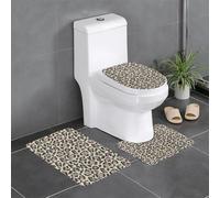 QGGHNISD Lot de 3 tapis de salle de bain en flanelle à motif texture animale, tapis de toilette antidérapant et absorbant, tapis de contour en forme de U, tapis de bain doux et lavable
