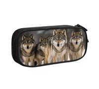 QGGHNISD Lot de Wolves_75800150 Trousse à crayons, grande capacité, double couche avec séparation, sac de papeterie, fermeture éclair, joli sac à cosmétiques imprimé pour l'école, le bureau, les