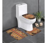 QGGHNISD Native American Lot de 3 tapis de salle de bain en flanelle, tapis de toilette antidérapant et absorbant, tapis de bain doux et lavable en forme de U