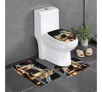 QGGHNISD Night London Tower Bridge Lot de 3 tapis de bain en flanelle, antidérapant et absorbant, tapis de bain doux et lavable en forme de U