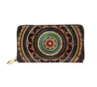 QGGHNISD Night London Tower Bridge Portefeuille long en cuir pour femme avec fermeture éclair, fentes pour cartes, poche pour espèces, porte-monnaie, Mandala., Taille unique