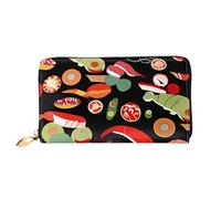 QGGHNISD Night London Tower Bridge Portefeuille long en cuir pour femme avec fermeture éclair, fentes pour cartes, poche pour espèces, porte-monnaie, Sushi Crevette japonaise, Taille unique