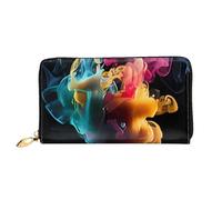 QGGHNISD Night London Tower Bridge Portefeuille long en cuir pour femme avec fermeture éclair, fentes pour cartes, poche pour espèces, porte-monnaie, Faire fondre dans l'eau, Taille unique