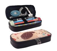 QGGHNISD Night London Tower Bridge Trousse à crayons en cuir durable de grande capacité pour étudiant, convient pour la papeterie, les cosmétiques, les petits articles, Joli hérisson, Taille unique