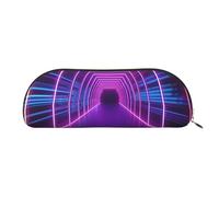 QGGHNISD Night Lotus Flowers Organiseur demi-rond en cuir compact et portable avec fermeture éclair en métal Idéal pour les étudiants ou le bureau, Tunnel néon, Taille unique, Cartable