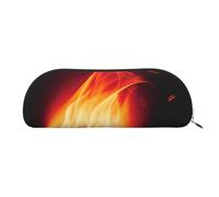 QGGHNISD Night Lotus Flowers Organiseur demi-rond en cuir compact et portable avec fermeture éclair en métal Idéal pour les étudiants ou le bureau, Allumettes flammes, Taille unique, Cartable