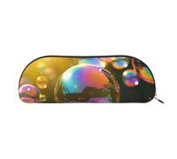 QGGHNISD Night Lotus Flowers Organiseur demi-rond en cuir compact et portable avec fermeture éclair en métal Idéal pour les étudiants ou le bureau, Bulles colorées., Taille unique, Cartable