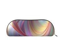QGGHNISD Night Lotus Flowers Organiseur demi-rond en cuir compact et portable avec fermeture éclair en métal Idéal pour les étudiants ou le bureau, Lignes arc-en-ciel fluides, Taille unique, Cartable