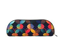 QGGHNISD Night Lotus Flowers Organiseur demi-rond en cuir compact et portable avec fermeture éclair en métal Idéal pour les étudiants ou le bureau, Motif abstrait, Taille unique, Cartable
