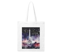 QGGHNISD Ovely Sac fourre-tout réutilisable en toile avec impression double face Motif Beagle 41 x 38 cm, Night Paris Tour Eiffel, Taille unique