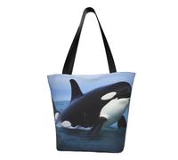 QGGHNISD Papillons Fleurs Sac Fourre-Tout Casual Femme Sac à Main Polyester Grande Capacité Voyage Plage Shopping Bag, Baleine tueuse., Taille unique