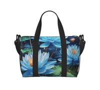 QGGHNISD Petit sac de voyage à bandoulière Lion - Sac à main imperméable de grande capacité, Libellule bleue et lotus, Taille unique