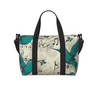 QGGHNISD Petit sac de voyage à bandoulière Lion - Sac à main imperméable de grande capacité, Note de musique Oiseaux Bleu sarcelle, Taille unique