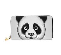 QGGHNISD Portefeuille long en cuir pour femme avec fermeture éclair, fentes pour cartes, poche pour espèces, sac à main, Anime Panda Face, Taille unique