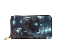 QGGHNISD Portefeuille long en cuir pour femme avec fermeture éclair, fentes pour cartes, poche pour espèces, sac à main, Future Robot, Taille unique