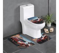 QGGHNISD Red Race Car Lot de 3 tapis de salle de bain en flanelle, antidérapant et absorbant, tapis contour en forme de U, tapis de bain doux et lavable