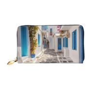 QGGHNISD Rock Band Stage Portefeuille long en cuir pour femme avec fermeture éclair, fentes pour cartes, poche pour espèces, porte-monnaie, Grèce Street, Taille unique