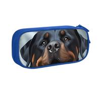 QGGHNISD Rottweiler Trousse à crayons avec motif tête de chien - Grande capacité - Double couche - Avec séparateur - Fermeture éclair - Jolie trousse à maquillage imprimée pour l'école, le bureau, les