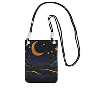 QGGHNISD Sac à bandoulière pour téléphone portable résistant à l'eau avec sangle réglable, sac à bandoulière compact en polyester avec inscription « There Are Stars And Moon On It », Noir , Taille