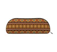 QGGHNISD Sac à maquillage demi-rond en cuir avec fermeture éclair en métal - Pour étudiants ou bureau, Art folk mexicain bohème, Taille unique, Cartable