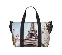 QGGHNISD Sac de voyage à bandoulière pour plaque d'immatriculation - Sac à main résistant à l'eau, sac de gym de grande capacité, Paris Tour Eiffel Fleur, Taille unique