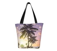 QGGHNISD Sac fourre-tout à bandoulière décontracté pour femmes, sac à main en polyester de grande capacité, sac de courses de plage de voyage, Palmier d'été, Taille unique