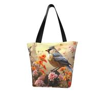 QGGHNISD Sac fourre-tout à bandoulière décontracté pour femmes, sac à main en polyester de grande capacité, sac de courses de plage de voyage, Oiseaux de moineau chantent, Taille unique
