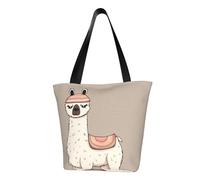 QGGHNISD Sac fourre-tout décontracté noir et blanc pour femmes, sac à main en polyester de grande capacité, sac de courses de plage de voyage, No Drama Llama, Taille unique