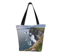 QGGHNISD Sac fourre-tout décontracté noir et blanc pour femmes, sac à main en polyester de grande capacité, sac de courses de plage de voyage, Irlande Outdoors County Clare the Cliffs, Taille unique