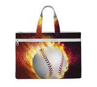 QGGHNISD Sac fourre-tout en toile avec fermeture éclair et fermeture éclair pour la saison de chasse au cerf, Orange Softball Baseball On Fire And Water, Taille unique