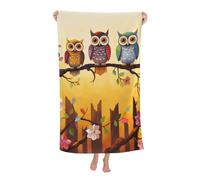 QGGHNISD Serviette de bain ensoleillée de hiboux sur une branche, 130 x 80 cm, imprimée, douce pour la peau, séchage rapide, couverture de voyage et de natation