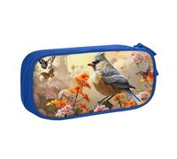 QGGHNISD Sparrow Birds Sing Trousse à crayons grande capacité double couche avec séparation, fermeture éclair, jolie trousse de maquillage imprimée pour l'école, le bureau, les voyages, bleu, Taille