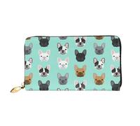 QGGHNISD Sunflower Butterfly Sunny Portefeuille en cuir pour femme avec fermeture éclair, fentes pour cartes, poche pour espèces, porte-monnaie, Joli bouledogue français, Taille unique