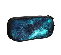 QGGHNISD Trousse à crayons abstrait polygonale, grande capacité, double couche avec séparation, sac de papeterie, fermeture éclair, joli sac à cosmétiques imprimé pour l'école, le bureau, les voyages