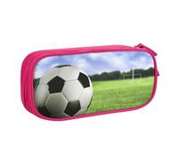 QGGHNISD Trousse à crayons avec fond ballon de football, grande capacité, double couche avec séparation, fermeture éclair, jolie trousse de maquillage imprimée pour l'école, le bureau, les voyages