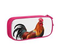 QGGHNISD Trousse à crayons avec motif coq de poulet, grande capacité, double couche avec séparation, fermeture éclair, jolie trousse de maquillage imprimée pour l'école, le bureau, les voyages, rose