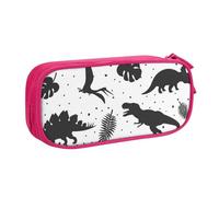 QGGHNISD Trousse à crayons avec motif de feuilles de dinosaures, grande capacité double couche avec séparation, fermeture éclair, jolie trousse de maquillage imprimée pour l'école, le bureau, les